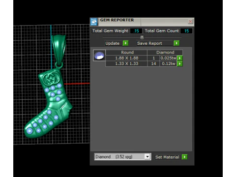 Gold Boxing Glove Pendant Pink Stone Edition 3D Print Model