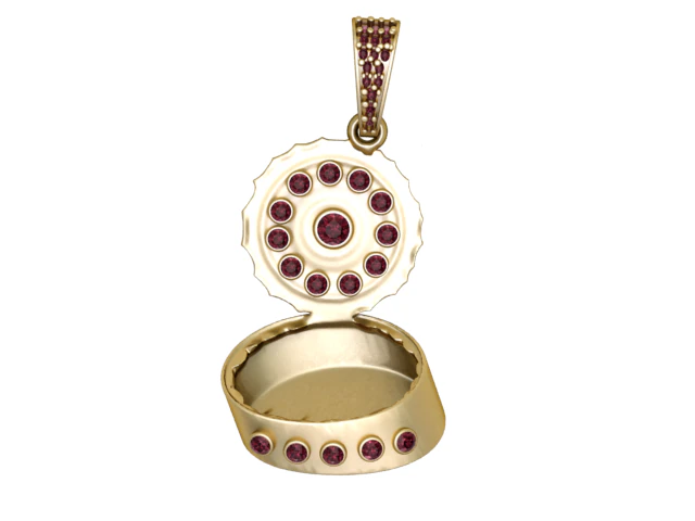 Ruby Secret Chamber Locket Pendant Gold Edition 3D Print Model .c4d .max .obj .3ds .fbx .stl .blend