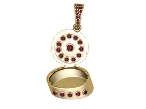 Colgante con medallón de cámara secreta de rubí, edición dorada Modelo de impresión 3D