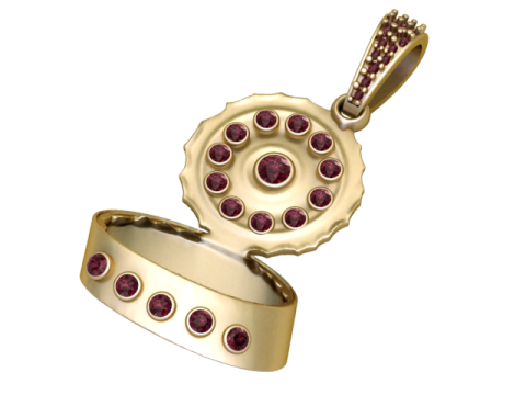 Pendentif médaillon Ruby Secret Chamber, édition dorée Modèles 3D en vedette