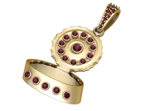 Ruby Secret Chamber Locket Pendant Gold Edition 3D Print Model