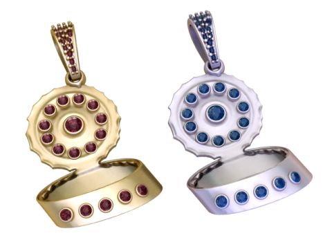 Pendentif médaillon Ruby Secret Chamber, édition dorée Modèles 3D en vedette