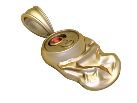 Gold Crushed Can Pendant Ruby Tab Edition 3D Print Model