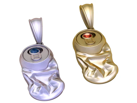 Gold Crushed Can Pendant Ruby Tab Edition 3D Print Model