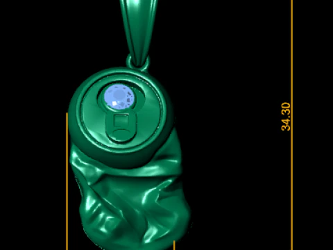 Gold Crushed Can Pendant Ruby Tab Edition 3D Print Model