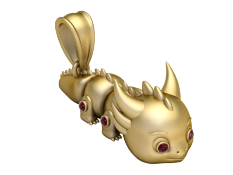 小龙吊坠红宝石眼版 3D 打印模型