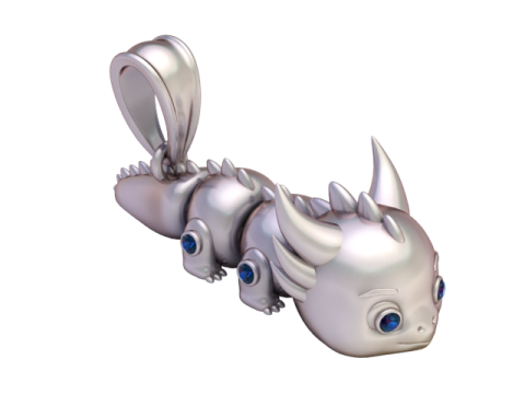 小龙吊坠红宝石眼版 3D 打印模型