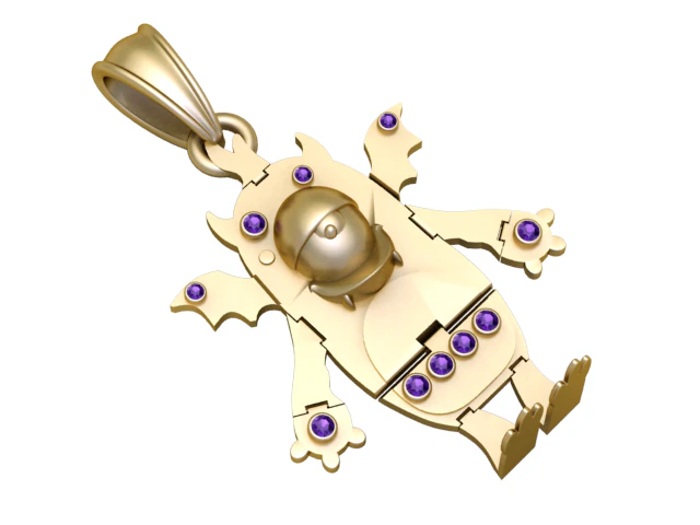 Mechanical Bat Droid Pendant Amethyst Edition 3D Print Model .c4d .max .obj .3ds .fbx .stl .blend 
