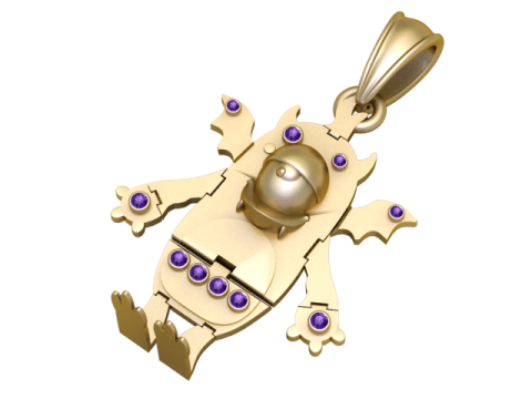 Pendentif mécanique Bat Droid, édition améthyste Modèles 3D en vedette