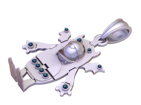 Pendentif mécanique Bat Droid, édition améthyste Modèles 3D en vedette