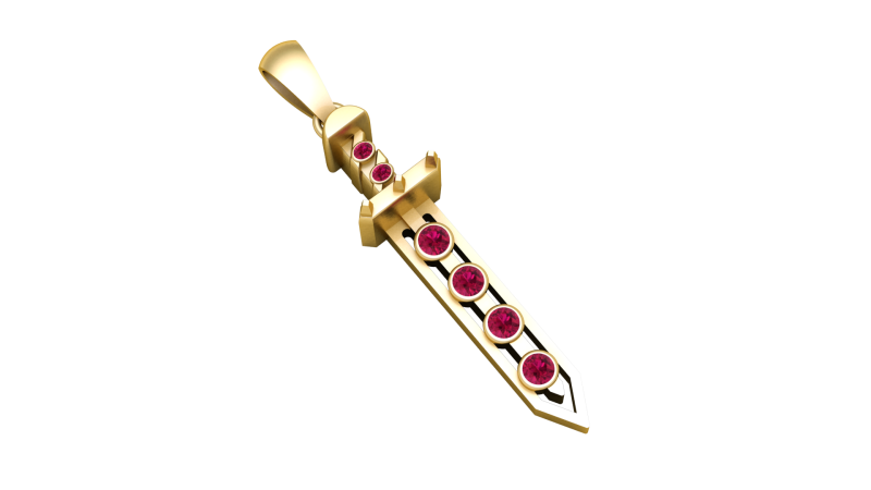 Royal Ruby Sword Pendant 3D Printable Model 3D Print Model .c4d .max .obj .3ds .fbx .stl .blend
