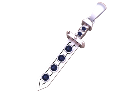 Model Cetak 3D Liontin Pedang Royal Ruby Model Cetak 3D