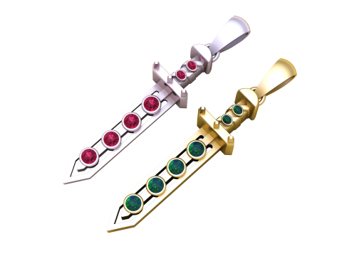 Model Cetak 3D Liontin Pedang Royal Ruby Model Cetak 3D