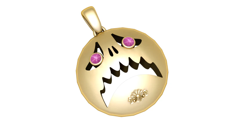 डरा हुआ भूत इमोजी पेंडेंट 3डी प्रिंट करने योग्य मॉडल 3D प्रिंट मॉडल .c4d .max .obj .3ds .fbx .stl .blend 