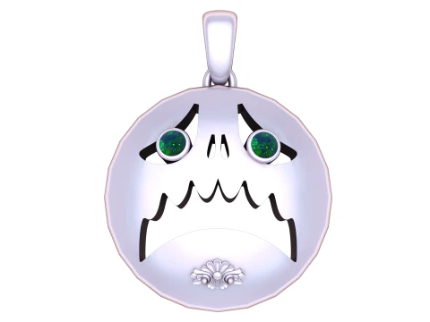 डरा हुआ भूत इमोजी पेंडेंट 3डी प्रिंट करने योग्य मॉडल 3D प्रिंट मॉडल