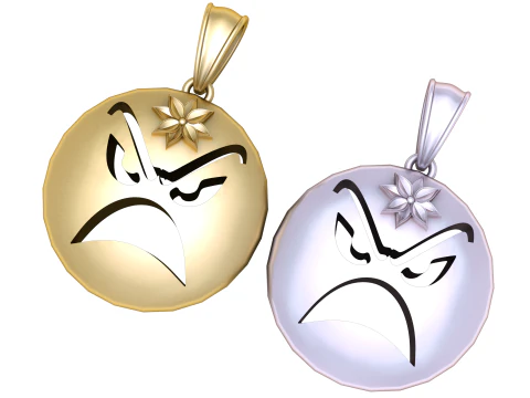 Angry Face Expression Pendant 3D Printable Model 3D Print Model