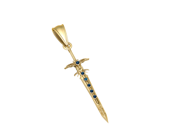 Wisiorek z szafirowym mieczem królewskiego smoka Model do druku 3D Model do druku 3D .c4d .max .obj .3ds .fbx .stl .blend