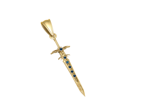 Royal Dragon Sapphire Sword Pendant 3D Printable Model 3D Print Model