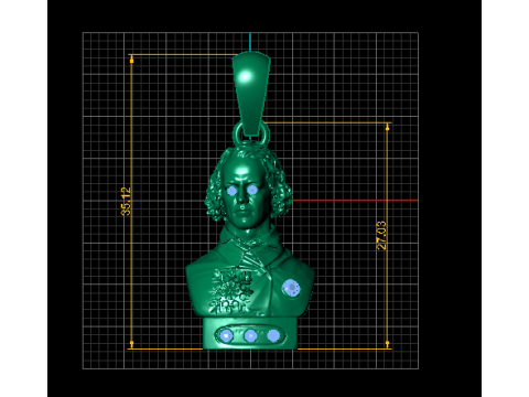 Подвеска-бюст Regal Commander 3D-модель ювелирного изделия для печати 3D Принт Модель