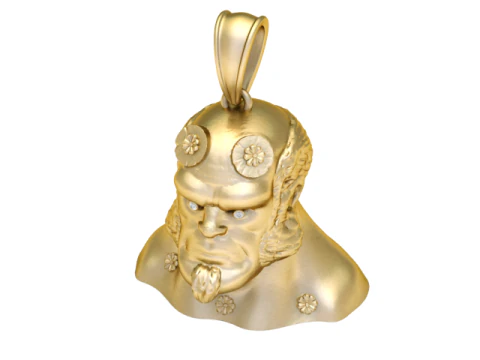 Infernal Horned Warrior Pendant 3D Printable Jewelry Model 3D Print Model