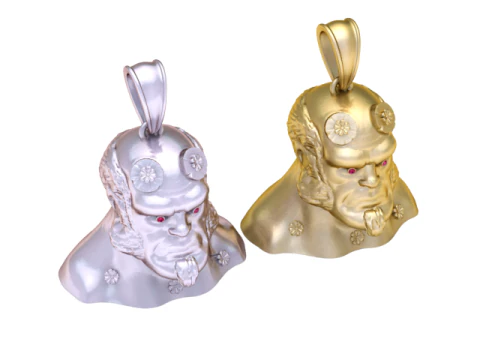 Infernal Horned Warrior Pendant 3D Printable Jewelry Model 3D Print Model