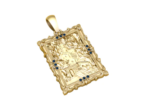 Gothic Castle Relief Pendant 3D Printable Jewelry Model 3D Print Model