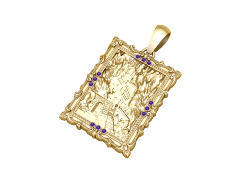 Gotisches Schloss-Relief-Anhänger, 3D-druckbares Schmuckmodell 3D Druckmodell