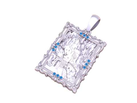 Gotisches Schloss-Relief-Anhänger, 3D-druckbares Schmuckmodell 3D Druckmodell