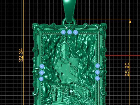 Gotisches Schloss-Relief-Anhänger, 3D-druckbares Schmuckmodell 3D Druckmodell