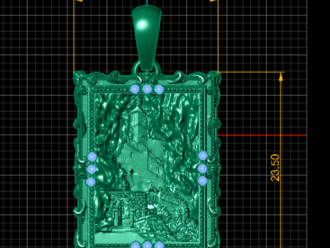 Gotisches Schloss-Relief-Anhänger, 3D-druckbares Schmuckmodell 3D Druckmodell