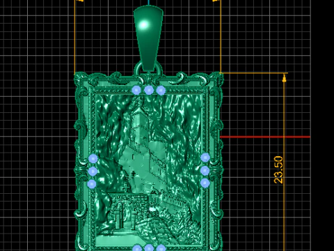 Gothic Castle Relief Pendant 3D Printable Jewelry Model 3D Print Model