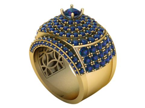 Pierścionek z oświadczeniem z królewskim szafirem Model biżuterii do druku 3D Model do druku 3D