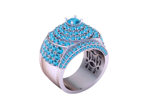 Royal Sapphire Cluster Statement Ring 3D Printable Jewelry Model 3D Print Model
