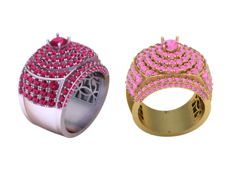 Royal Sapphire Cluster Statement Ring 3D Printable Jewelry Model 3D Print Model