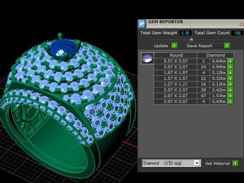 Royal Sapphire Cluster Statement Ring 3D Printable Jewelry Model 3D Print Model