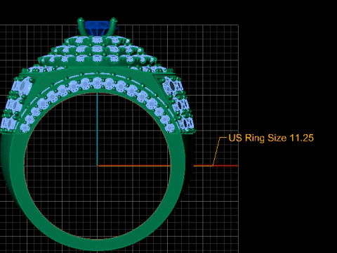 Royal Sapphire Cluster Statement Ring 3D Printable Jewelry Model 3D Print Model