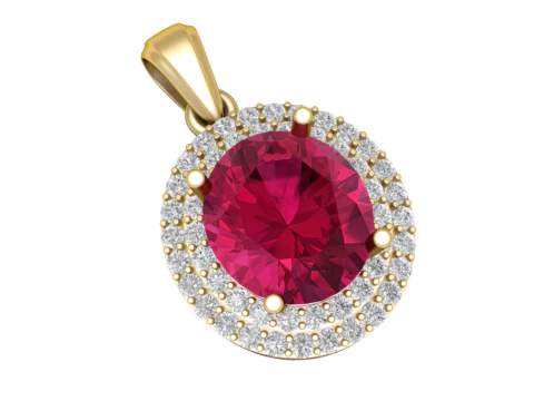 Ruby Halo Solitaire Pendant 3D Printable Jewelry Model 3D Print Model
