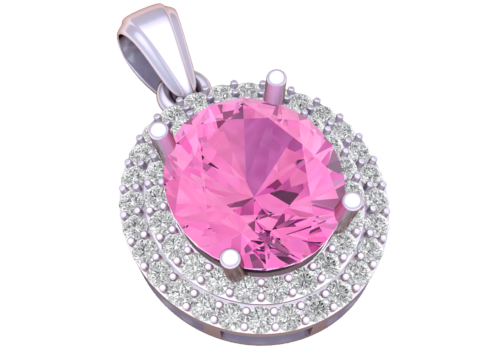 红宝石光环单石吊坠 3D 可打印珠宝模型 3D 打印模型