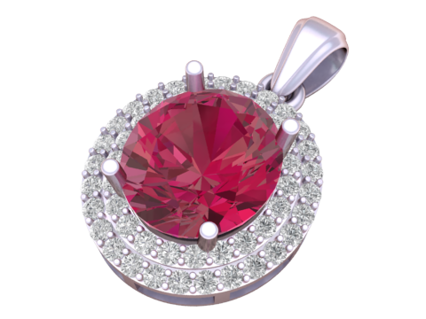 红宝石光环单石吊坠 3D 可打印珠宝模型 3D 打印模型