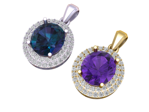 红宝石光环单石吊坠 3D 可打印珠宝模型 3D 打印模型