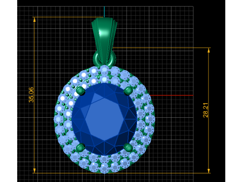 红宝石光环单石吊坠 3D 可打印珠宝模型 3D 打印模型