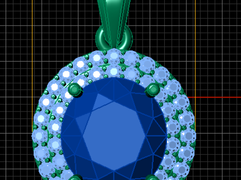 红宝石光环单石吊坠 3D 可打印珠宝模型 3D 打印模型