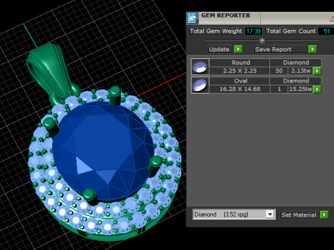红宝石光环单石吊坠 3D 可打印珠宝模型 3D 打印模型