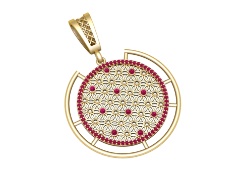 루비 꽃 만다라 펜던트 3D 인쇄 가능한 보석 모델 3D 프린트 모델