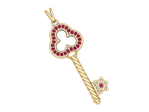 Rubinowy wisiorek z kluczem królewskim Model biżuterii do druku 3D Model do druku 3D