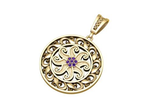 Sapphire Celtic Mandala Pendant 3D Printable Jewelry Model 3D Print Model