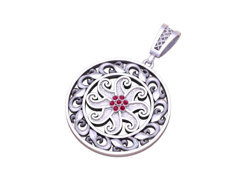 Sapphire Celtic Mandala Pendant 3D Printable Jewelry Model 3D Print Model