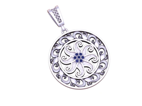 Sapphire Celtic Mandala Pendant 3D Printable Jewelry Model 3D Print Model