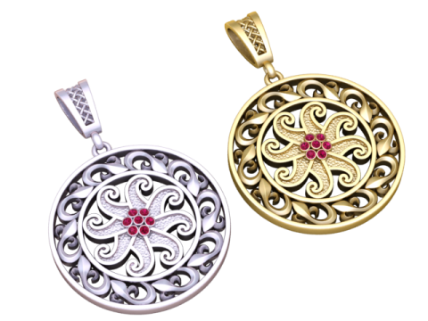 Сапфировая кельтская подвеска-мандала 3D-модель ювелирного изделия для печати 3D Принт Модель