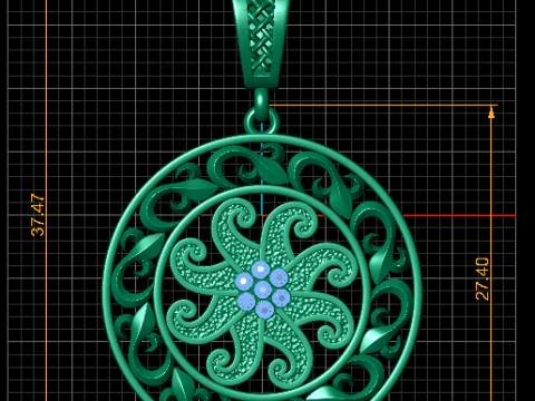 Sapphire Celtic Mandala Pendant 3D Printable Jewelry Model 3D Print Model